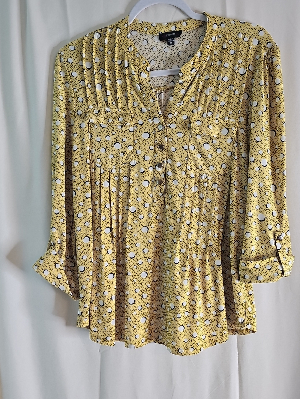 Cocomo Yellow Dot Split-Neck Button Blouse